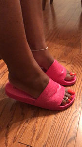 Orange toenails and Pink slides dangle/removal- 4:19