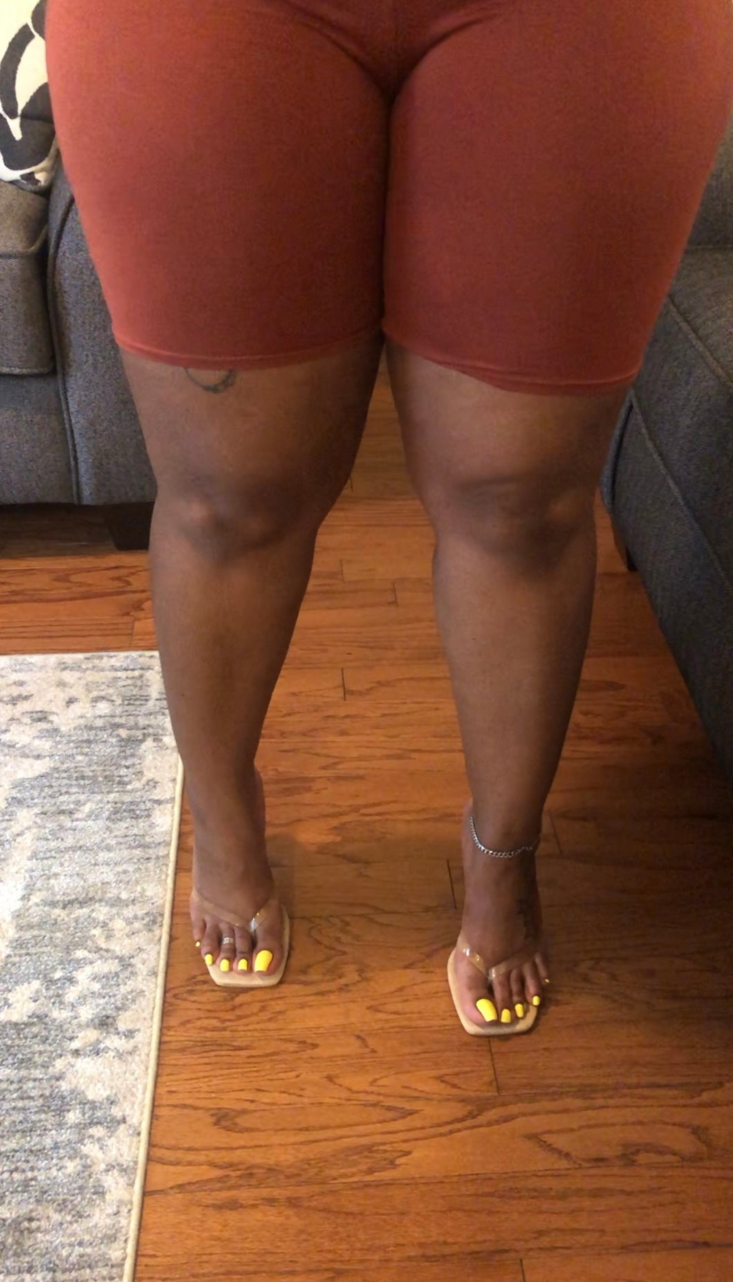 Clear Thong mules & yellow toes - 3:13