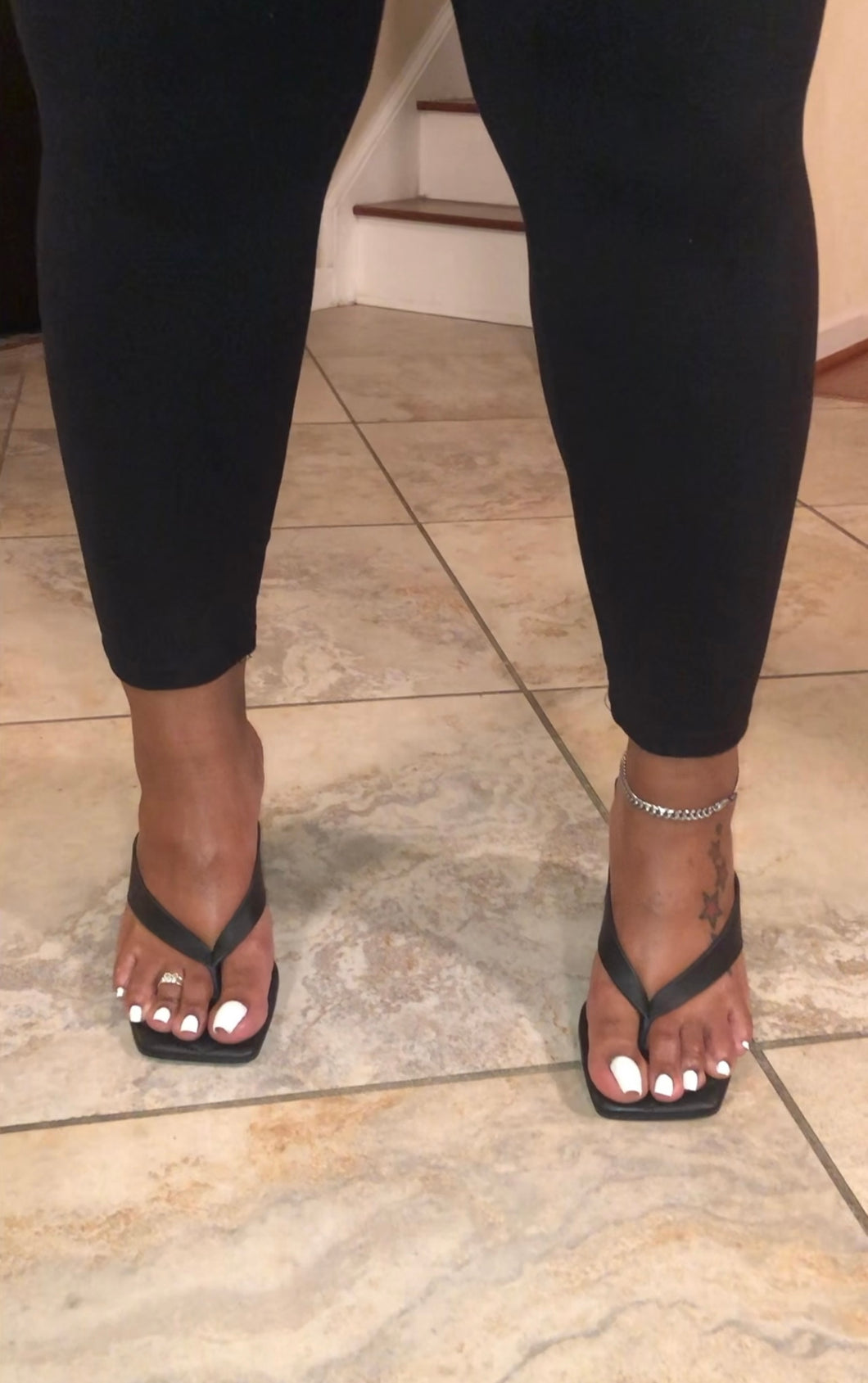 Fan fave- Black thong mules w/ white toes - 3:15